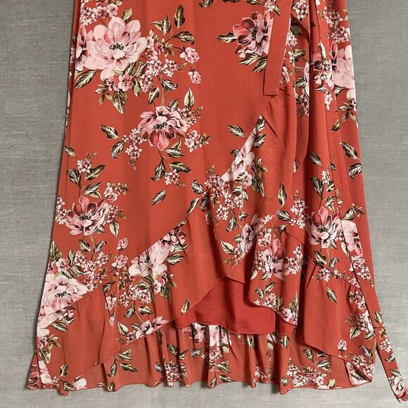 WAYF Dress Medium Nanette Floral True Wrap Cold Shoulder Beach Hawaii Cruise - Picture 5 of 13